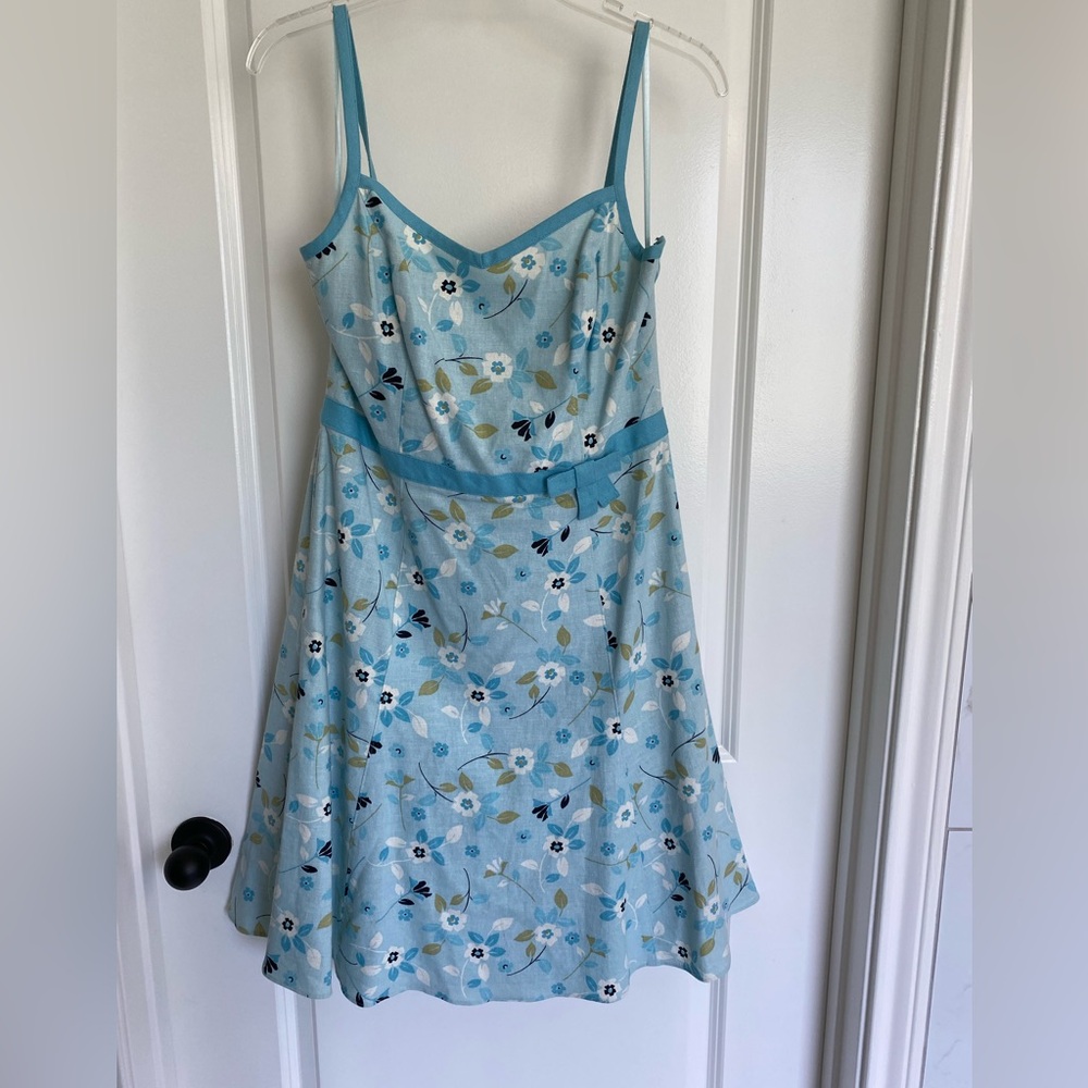 LOFT Blue Floral Sundress Dress